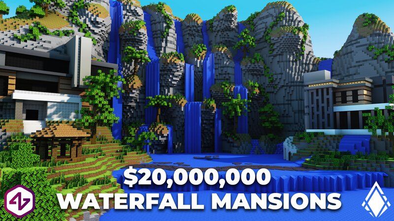 Millionaire Waterfall Mansions on the Minecraft Marketplace by 4KS Studios