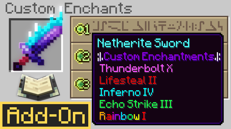 CUSTOM ENCHANTS! Add-On [1.2] on the Minecraft Marketplace by Chunklabs