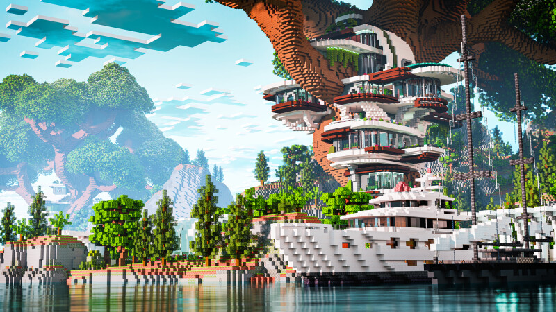 Beachfront Treehouse Mansion on the Minecraft Marketplace by CrackedCubes