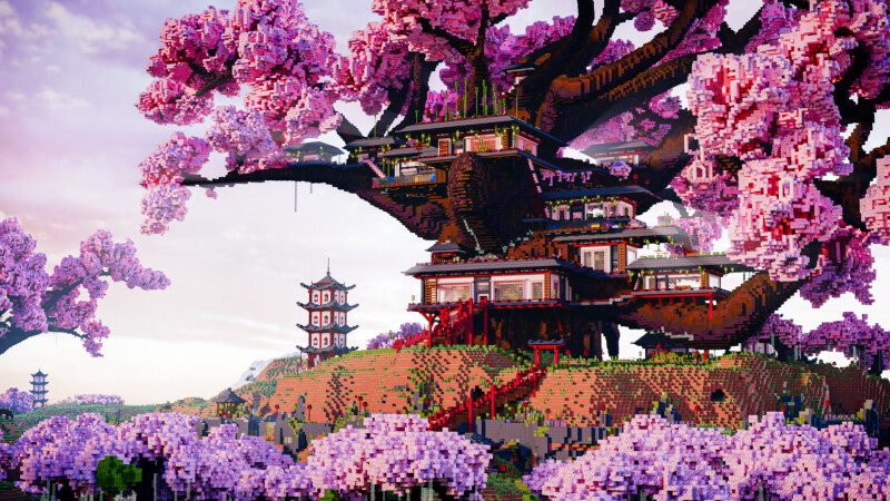 Cherry Bonsai Treehouse on the Minecraft Marketplace by CrackedCubes