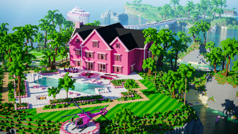 Cute Pink Modern Mansion on the Minecraft Marketplace by CrackedCubes