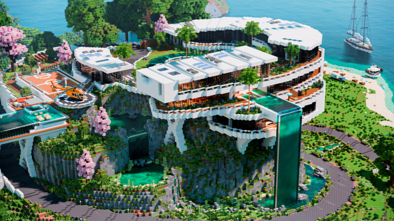 Modern Hill Mansion on the Minecraft Marketplace by CrackedCubes