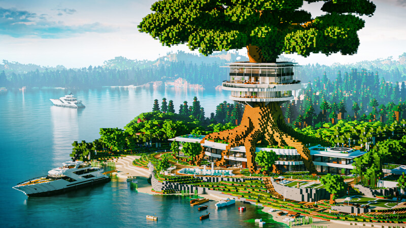 Modern Tree Mansion on the Minecraft Marketplace by CrackedCubes