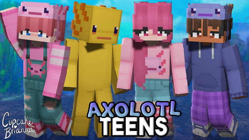 Axolotl Teens HD Skin Pack on the Minecraft Marketplace by CupcakeBrianna