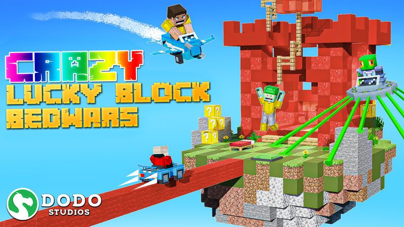 Crazy Lucky Block Bed Wars by Dodo Studios Minecraft Marketplace Map Minecraft Bedrock Marketplace Explorer