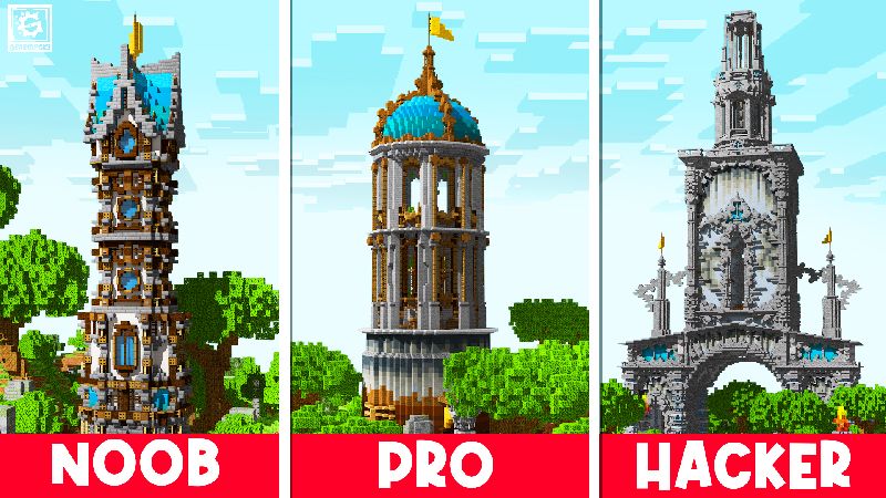 Tower: Noob x Pro x Hacker on the Minecraft Marketplace by Gearblocks