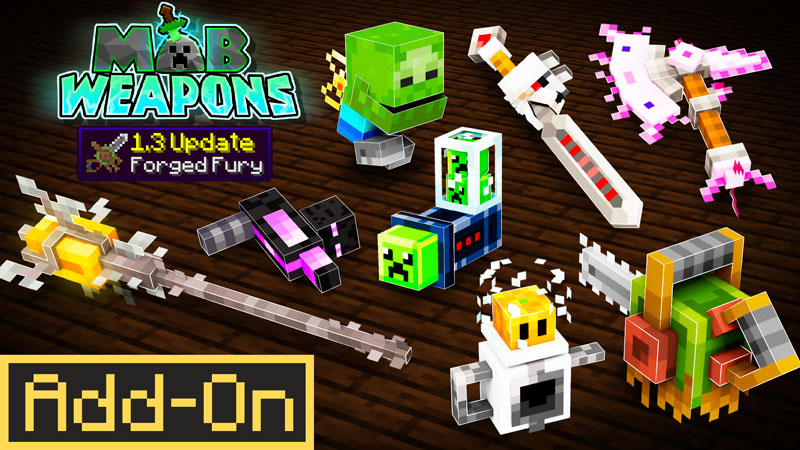Mob Weapons v1.3 Add-On on the Minecraft Marketplace by Logdotzip