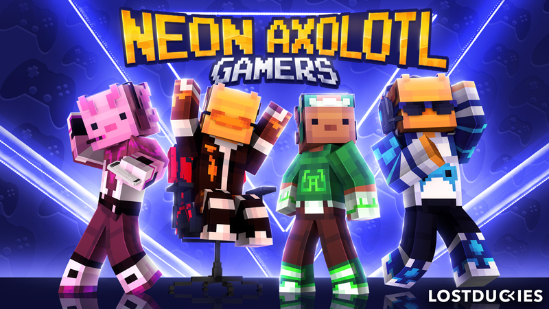 Neon Axolotl Gamers on the Minecraft Marketplace by Master Duckies