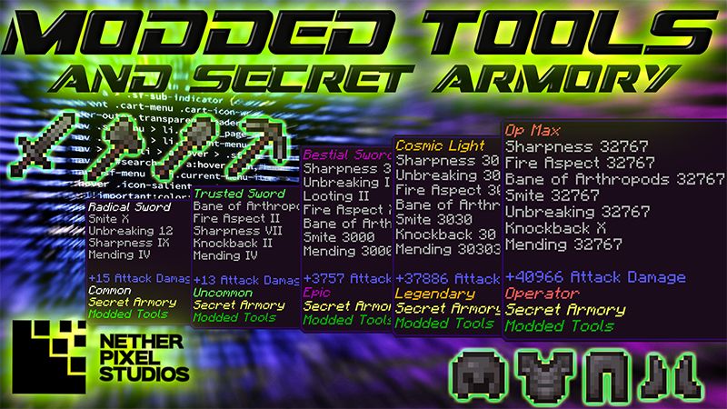 Modded Tools and Secret Armory on the Minecraft Marketplace by netherpixel