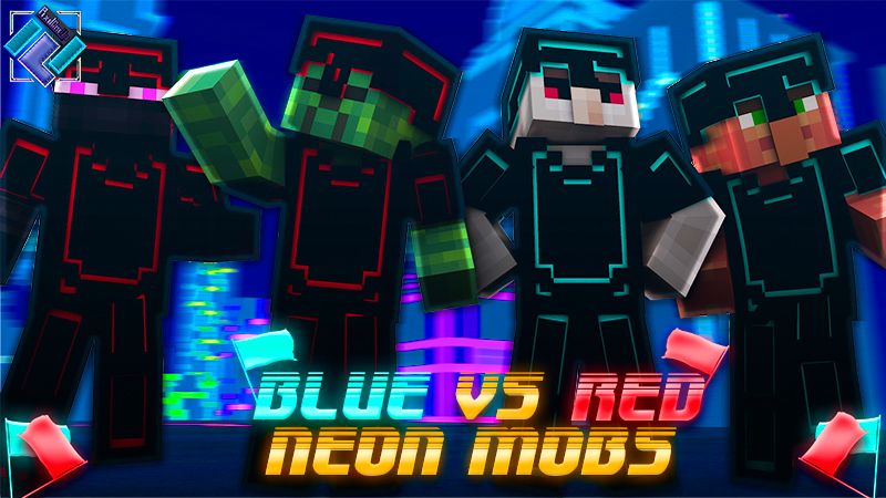 Blue vs Red Neon Mobs on the Minecraft Marketplace by PixelOneUp