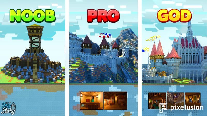 NOOB vs PRO vs GOD Castles on the Minecraft Marketplace by Pixelusion