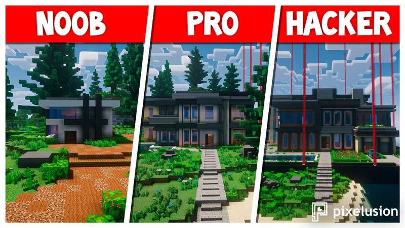 Noob Vs Pro Vs Hacker: Mansion on the Minecraft Marketplace by Pixelusion