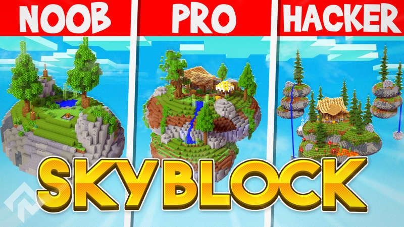 Noob vs Pro vs Hacker Skyblock on the Minecraft Marketplace by RareLoot