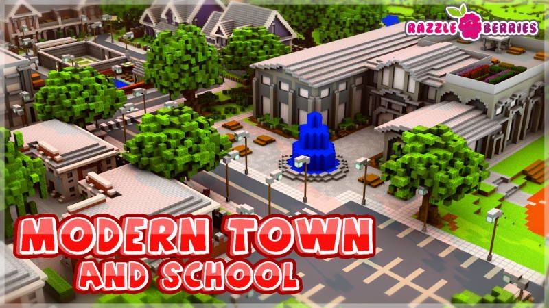 Modern Town and School on the Minecraft Marketplace by Razzleberries