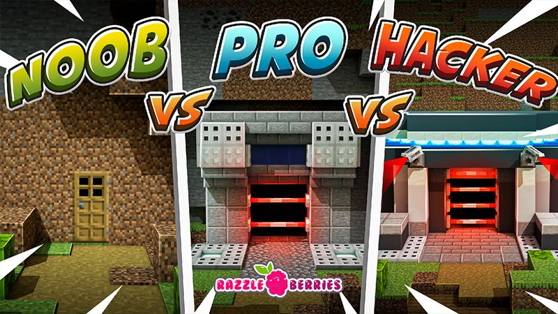 Noob vs Pro vs Hacker Base on the Minecraft Marketplace by Razzleberries