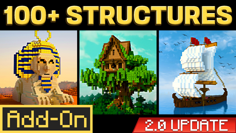 100+ Structures 2.0 Add-On on the Minecraft Marketplace by The Craft Stars