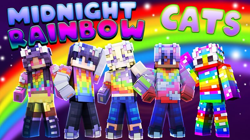 Midnight Rainbow Cats on the Minecraft Marketplace by The Lucky Petals