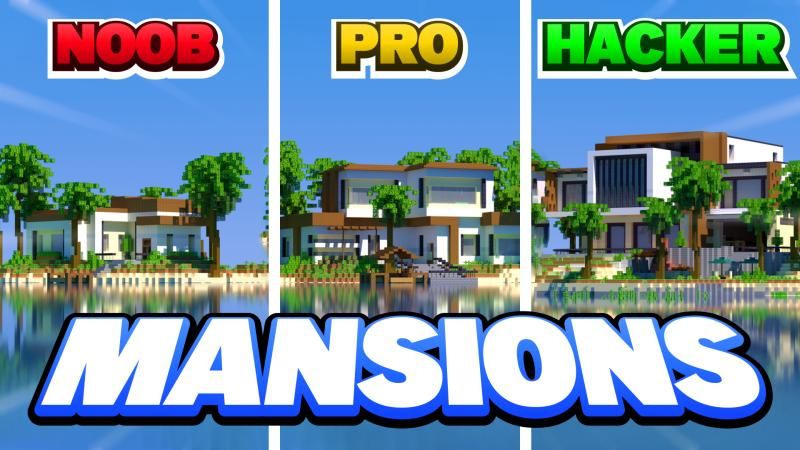 Noob vs Pro vs Hacker Mansions on the Minecraft Marketplace by Virtual Pinata