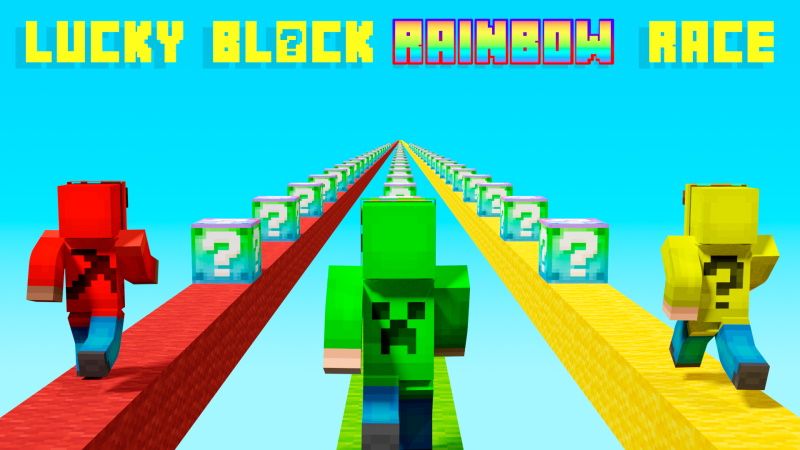 Lucky Block Rainbow Race on the Minecraft Marketplace by VoxelBlocks